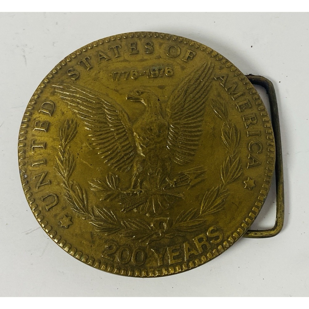 Indiana Metal Craft 200 Years 1776-1976 Eagle One‎ Dollar Coin Belt Buckle